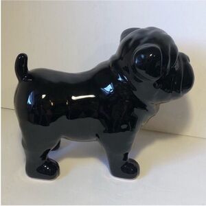 Black Ceramic Bulldog Figurine